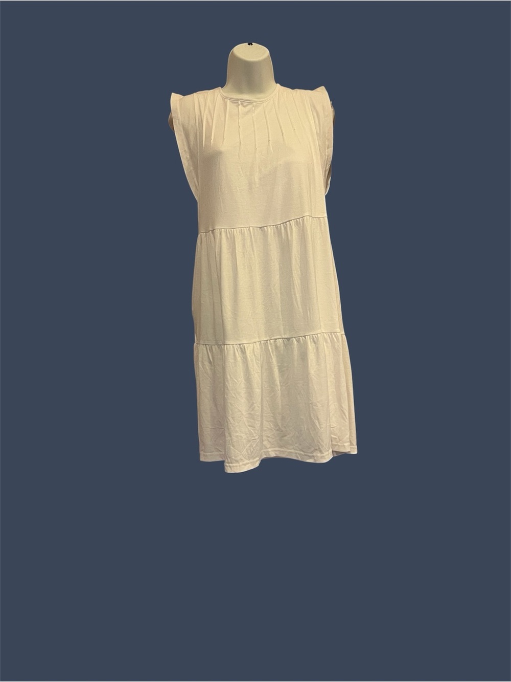 Anrabess Women’s Summer Sundress White Tiered Mini Dress Size M Nwt — image 2 of 6